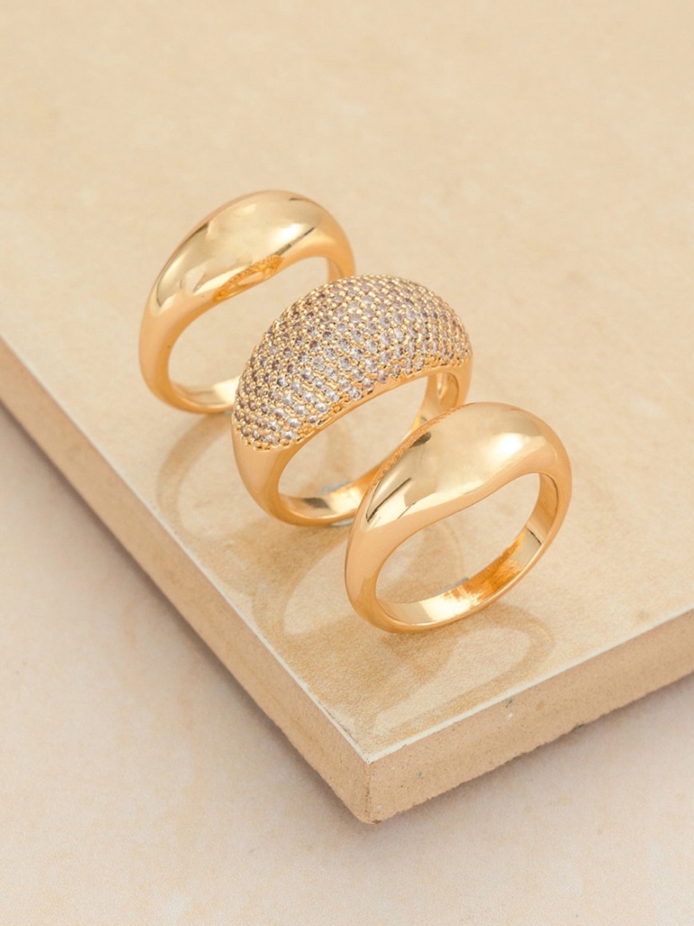 ettika 18K Gold Timeless Glamour Ring Set